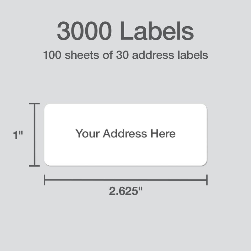 Redi-Tag Address Labels, Value Bulk Box, 3000 Blank (100 Sheets of 30), 1"" x 2.625"", for Laser Printers Only, Free Online Templates (1009572) - Image 2